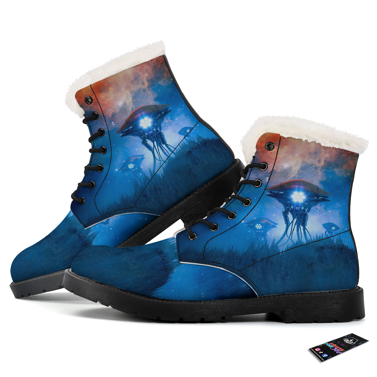 Alien Machines Print Winter Boots-grizzshop
