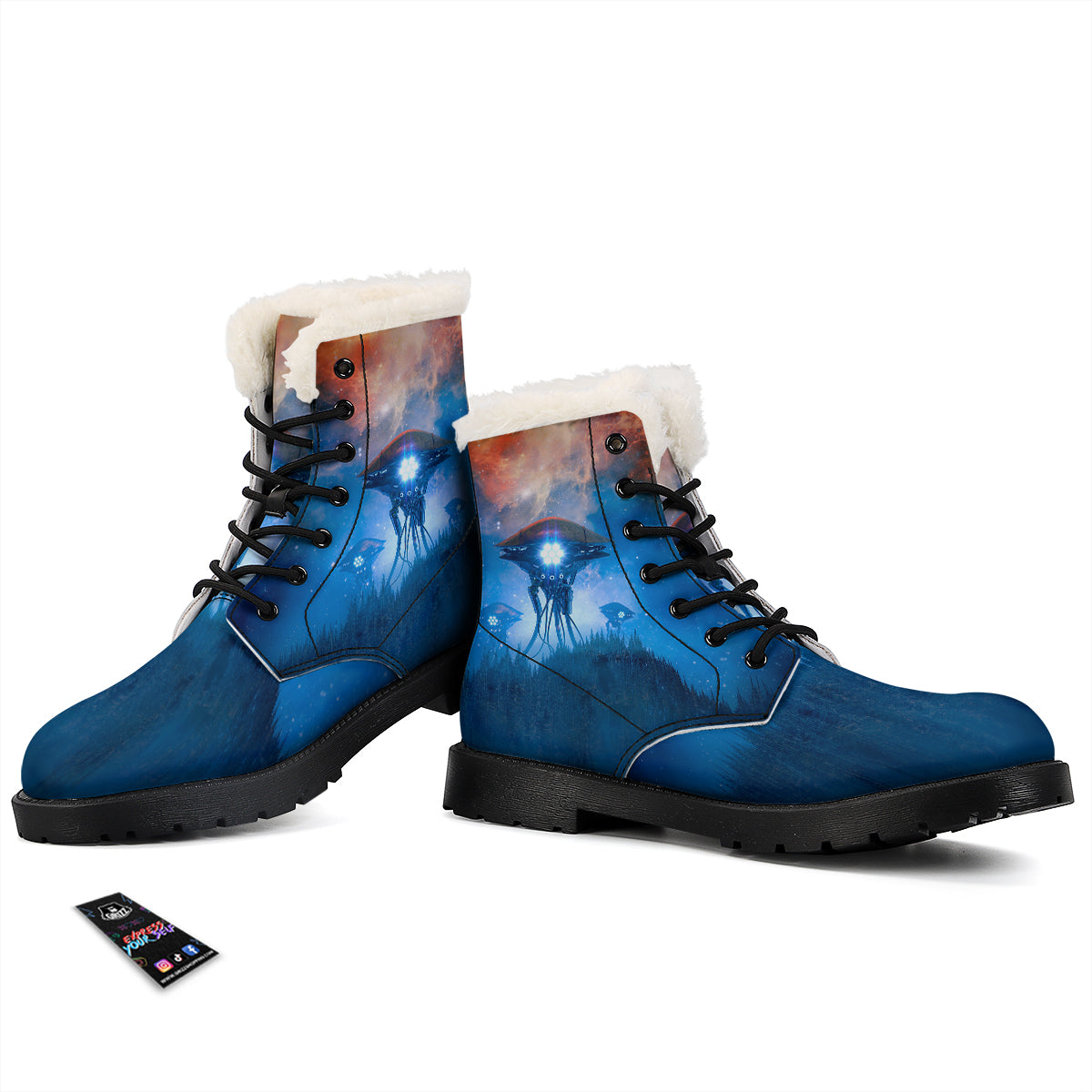 Alien Machines Print Winter Boots-grizzshop