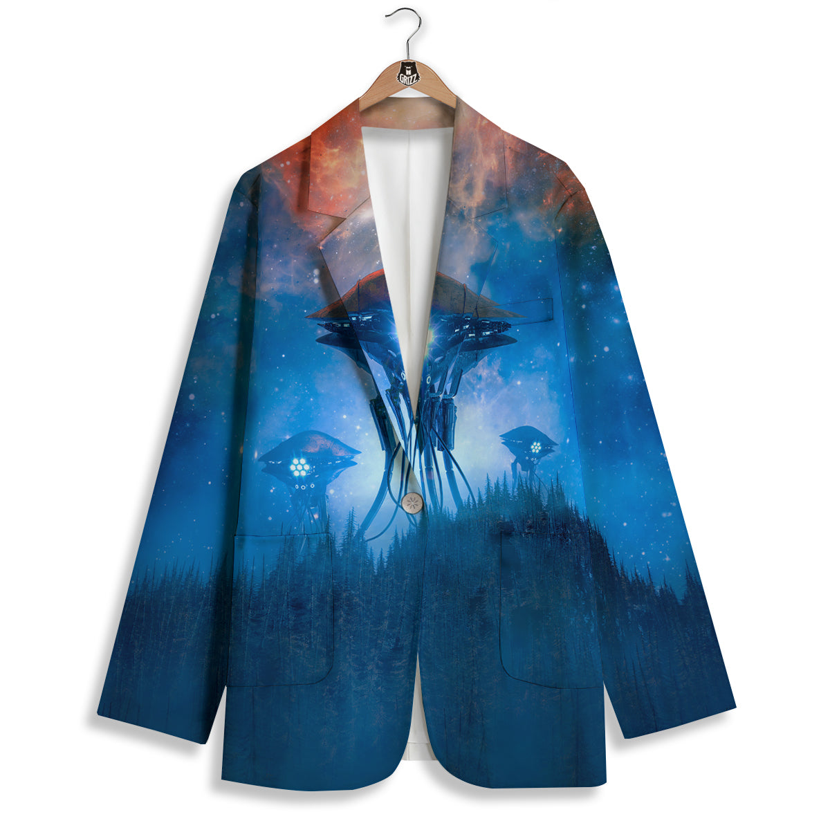 Alien Machines Print Women's Blazer-grizzshop