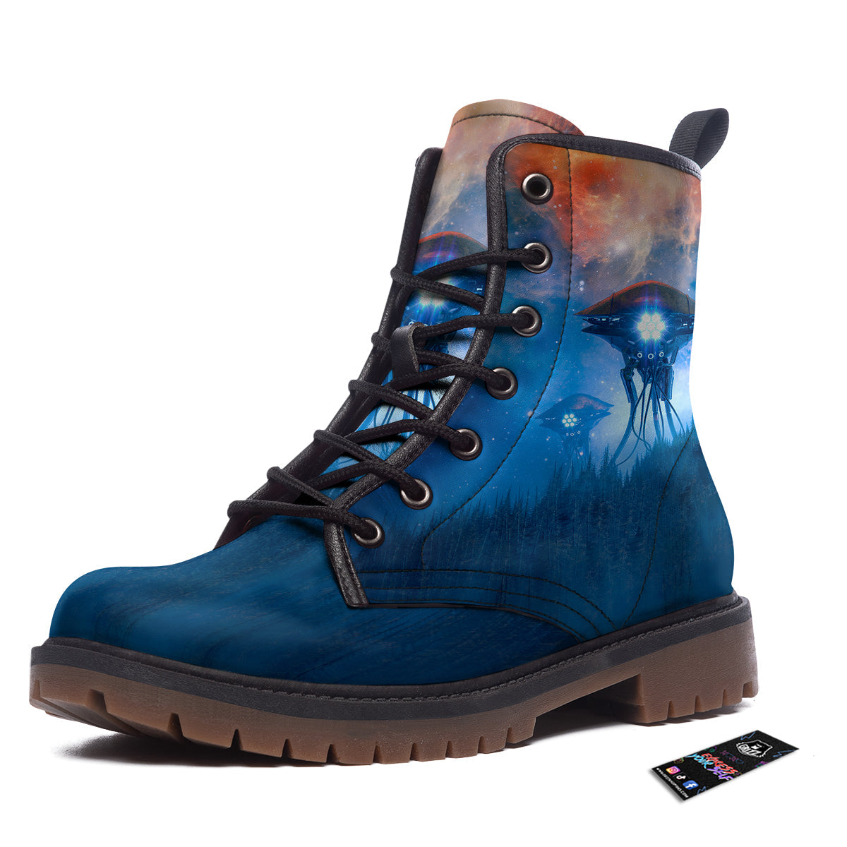 Alien Machines Print Work Boots-grizzshop