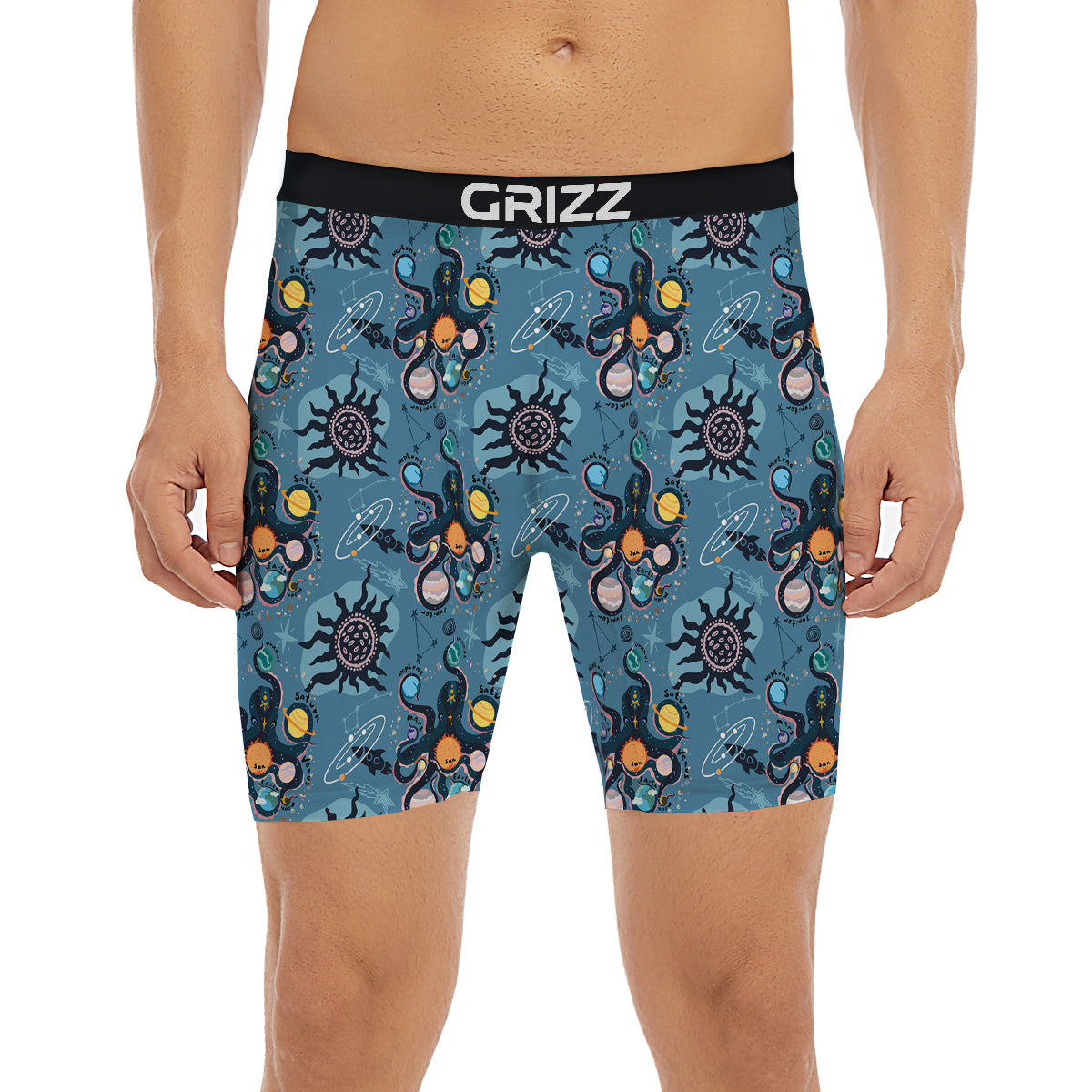 Alien On Planets Print Pattern Boxer Briefs-grizzshop