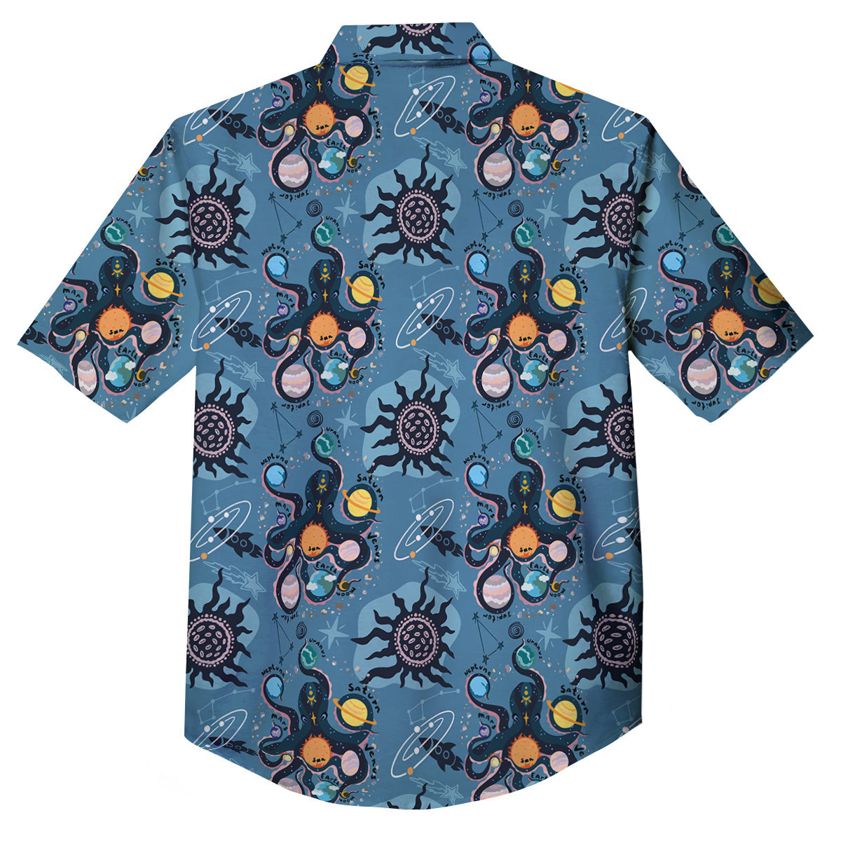 Alien On Planets Print Pattern Button Up Shirt-grizzshop