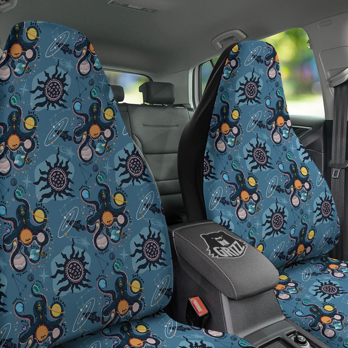 Alien On Planets Print Pattern Car Seat Covers-grizzshop