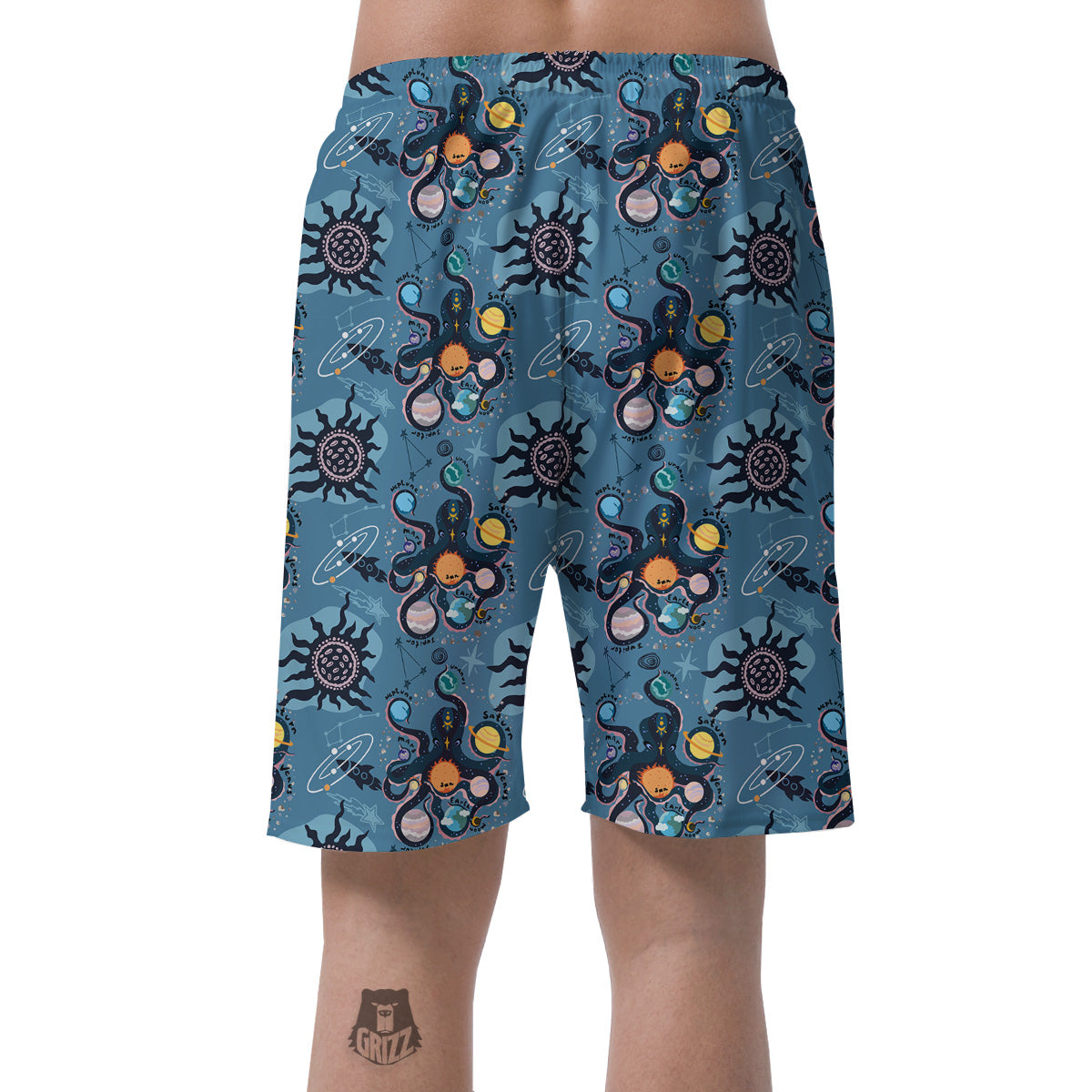 Alien On Planets Print Pattern Men's Shorts-grizzshop