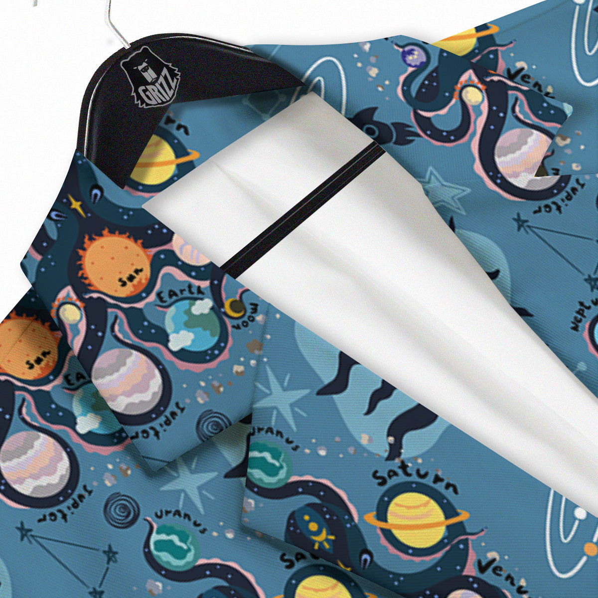 Alien On Planets Print Pattern Men's Sport Coat-grizzshop