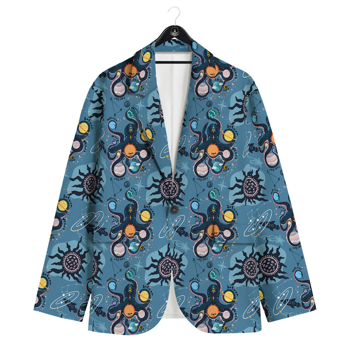 Alien On Planets Print Pattern Men's Sport Coat-grizzshop
