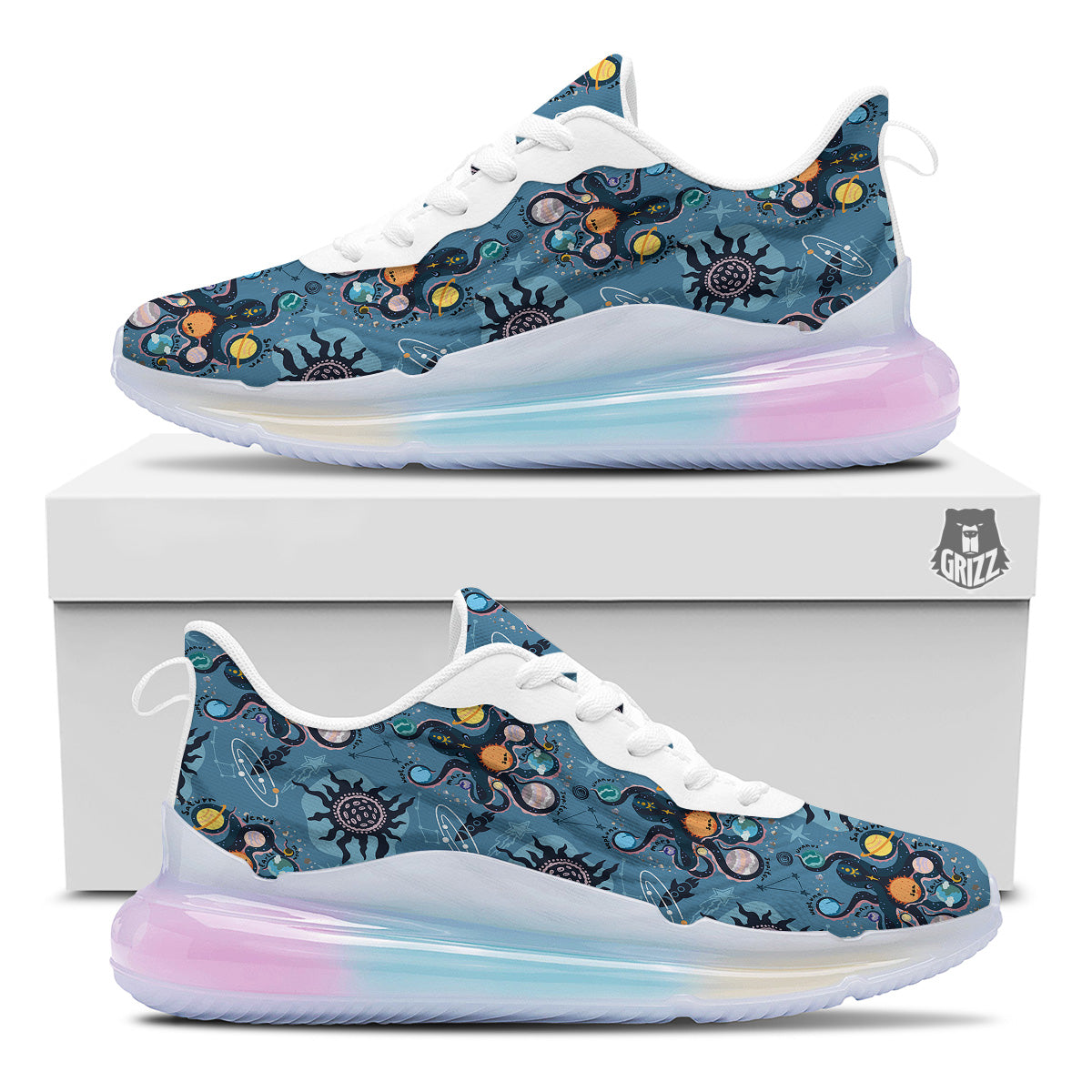 Alien On Planets Print Pattern Running Sneakers-grizzshop