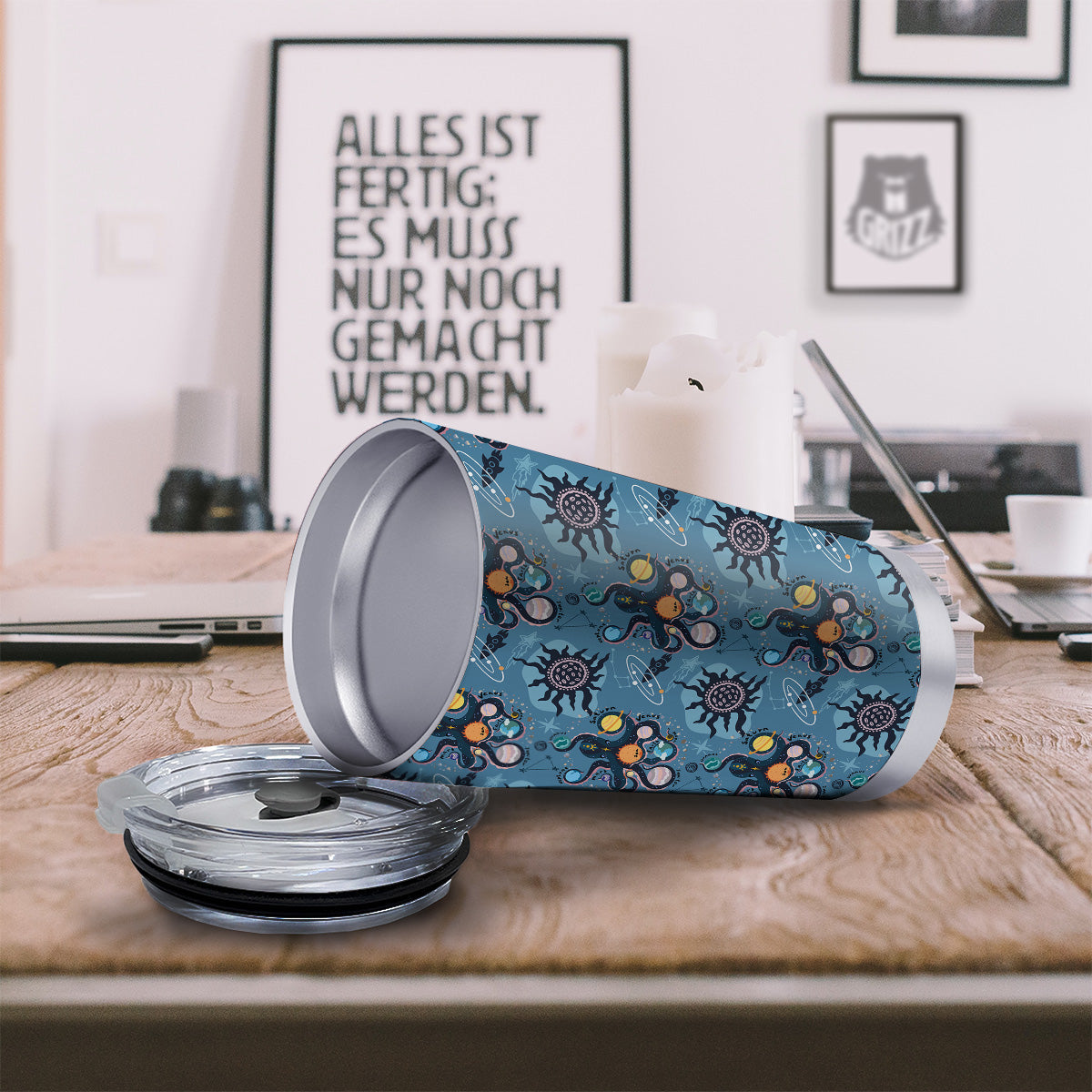Alien On Planets Print Pattern Tumbler-grizzshop