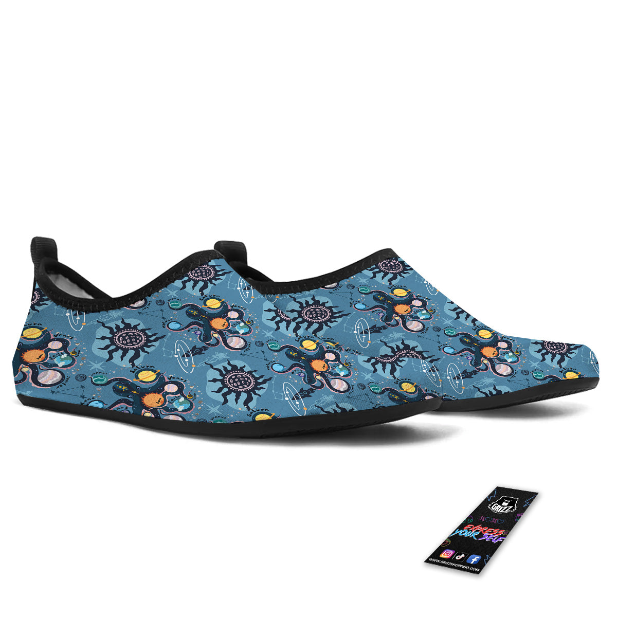 Alien On Planets Print Pattern Water Shoes-grizzshop
