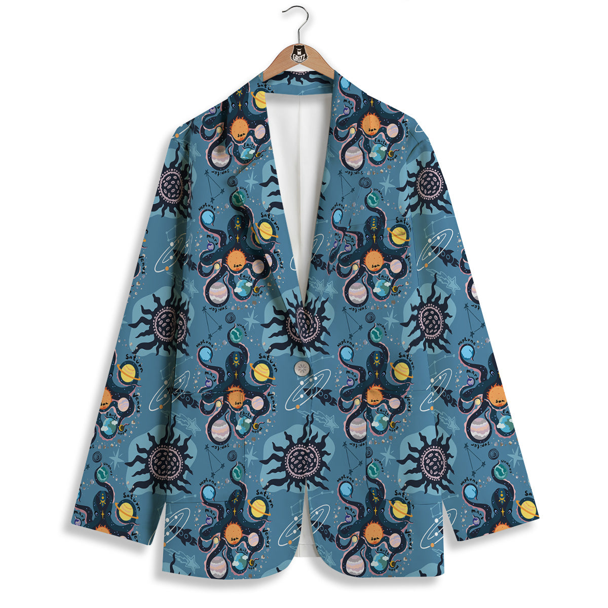 Alien On Planets Print Pattern Women's Blazer-grizzshop