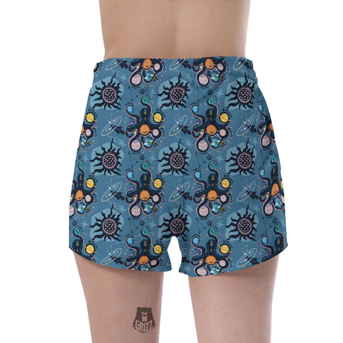 Alien On Planets Print Pattern Women's Shorts-grizzshop