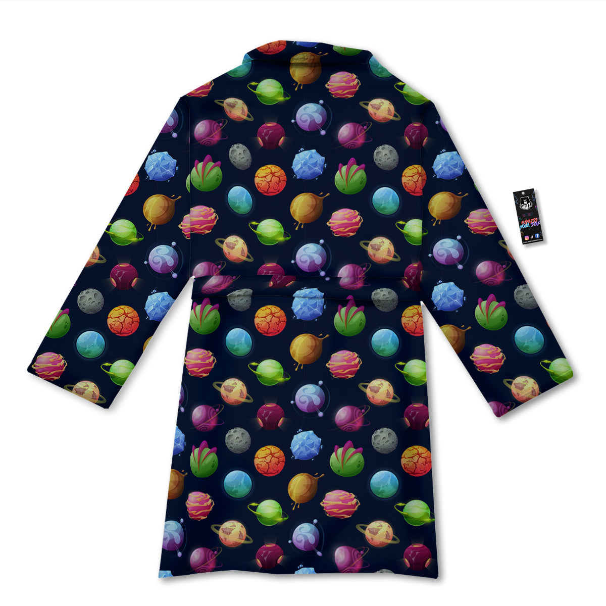 Alien Planets And Stars Print Pattern Bathrobe-grizzshop