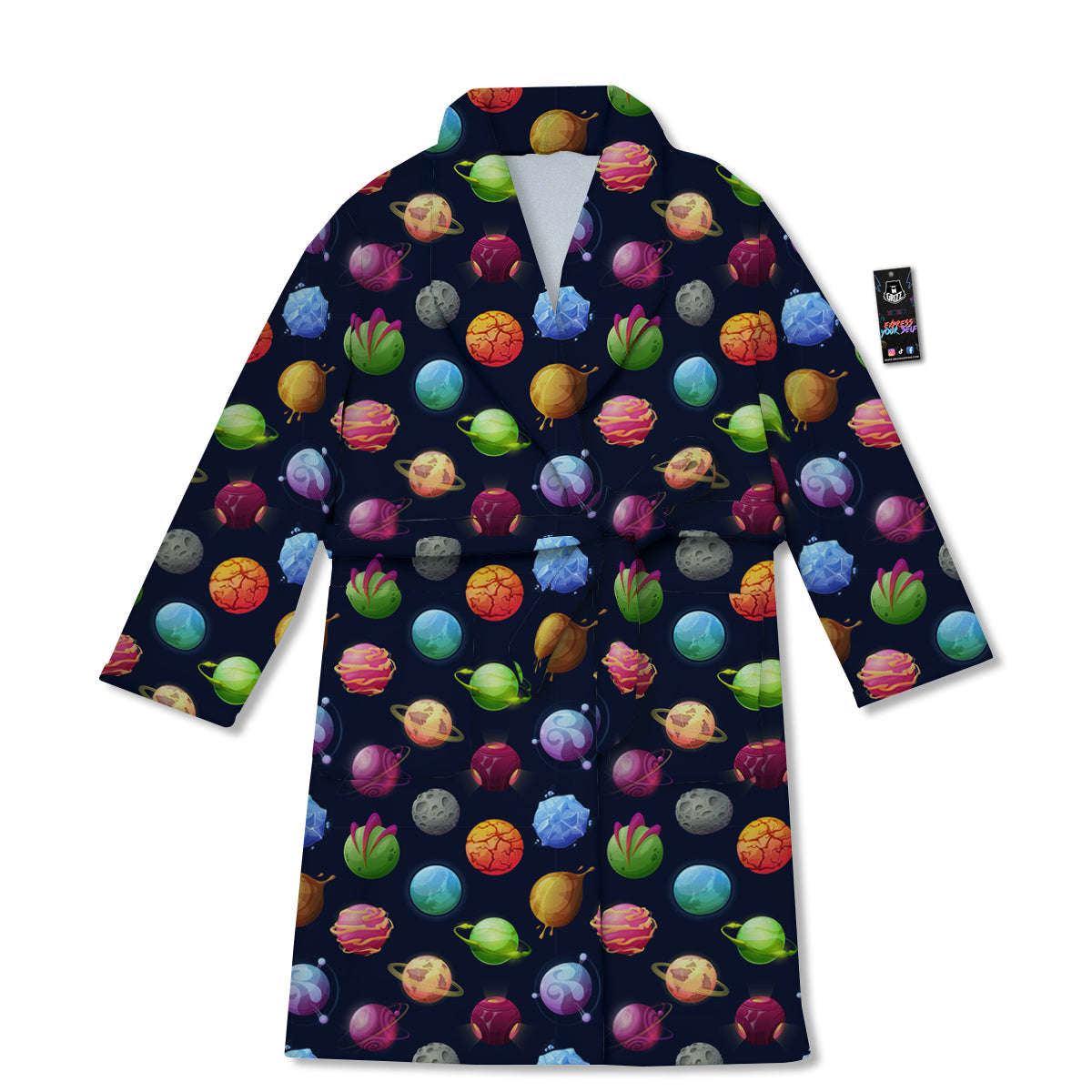 Alien Planets And Stars Print Pattern Bathrobe-grizzshop