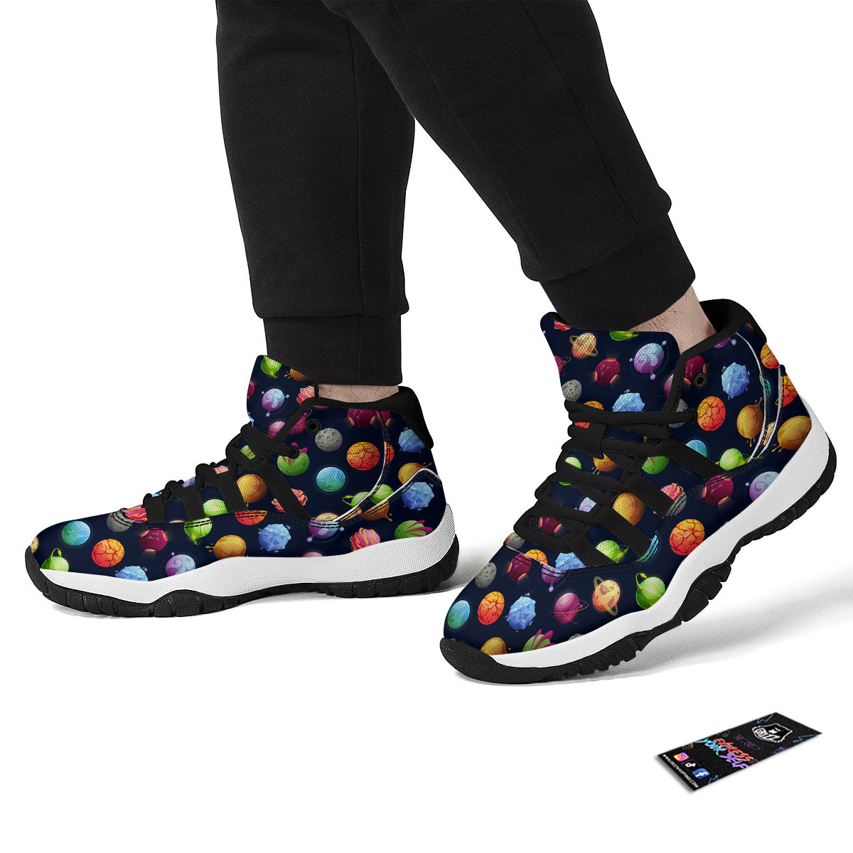 Alien Planets And Stars Print Pattern Black Bball Shoes-grizzshop