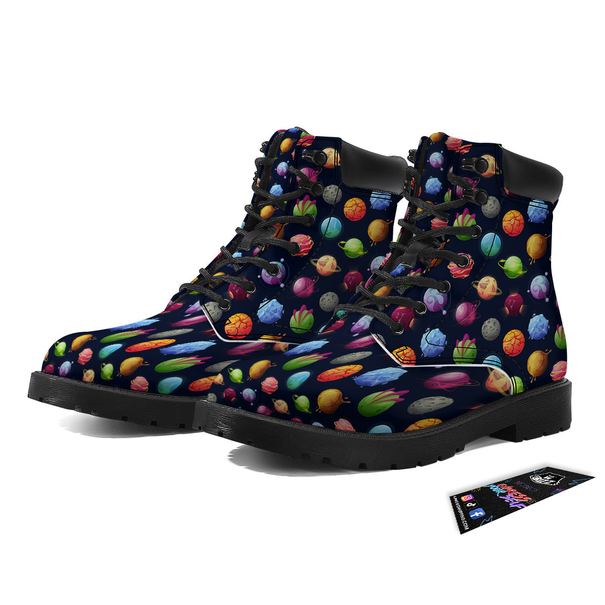 Alien Planets And Stars Print Pattern Boots-grizzshop