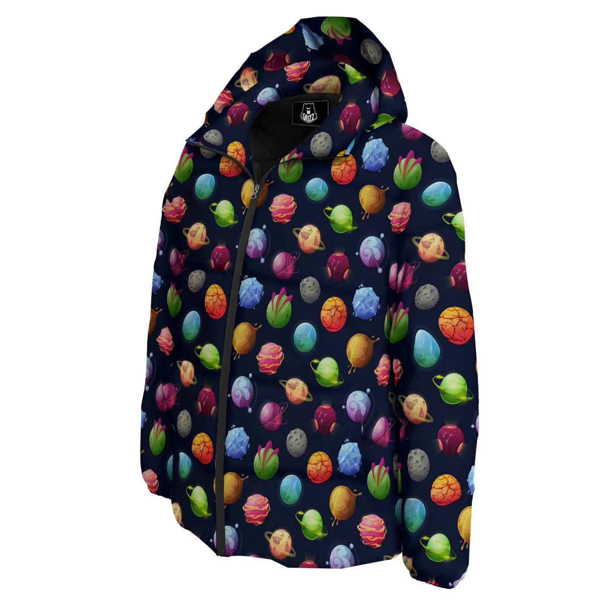 Alien Planets And Stars Print Pattern Down Jacket-grizzshop