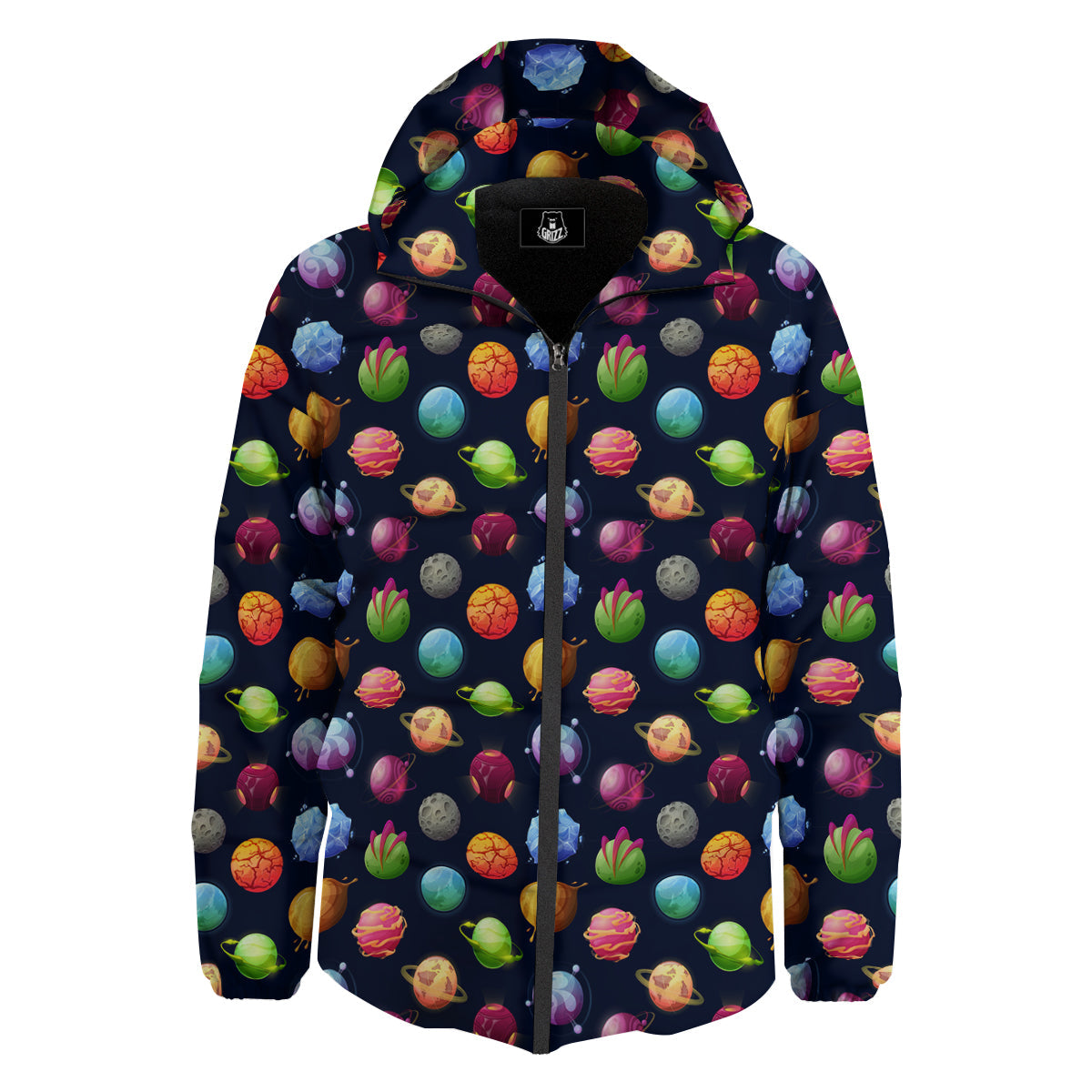 Alien Planets And Stars Print Pattern Down Jacket-grizzshop
