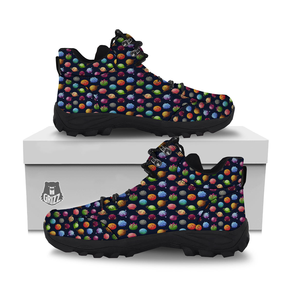 Alien Planets And Stars Print Pattern Hiking Shoes-grizzshop