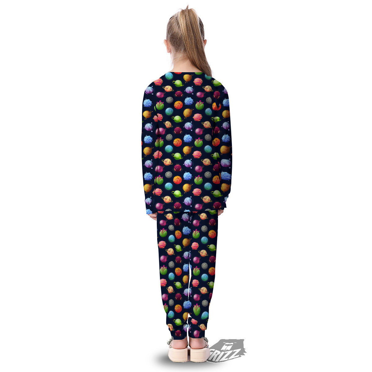 Alien Planets And Stars Print Pattern Kid's Pajamas-grizzshop