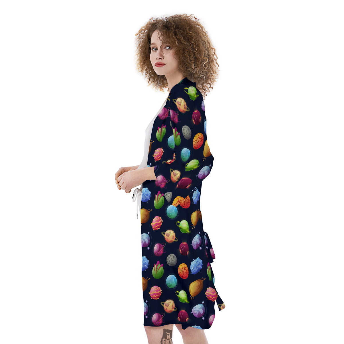 Alien Planets And Stars Print Pattern Kimono-grizzshop