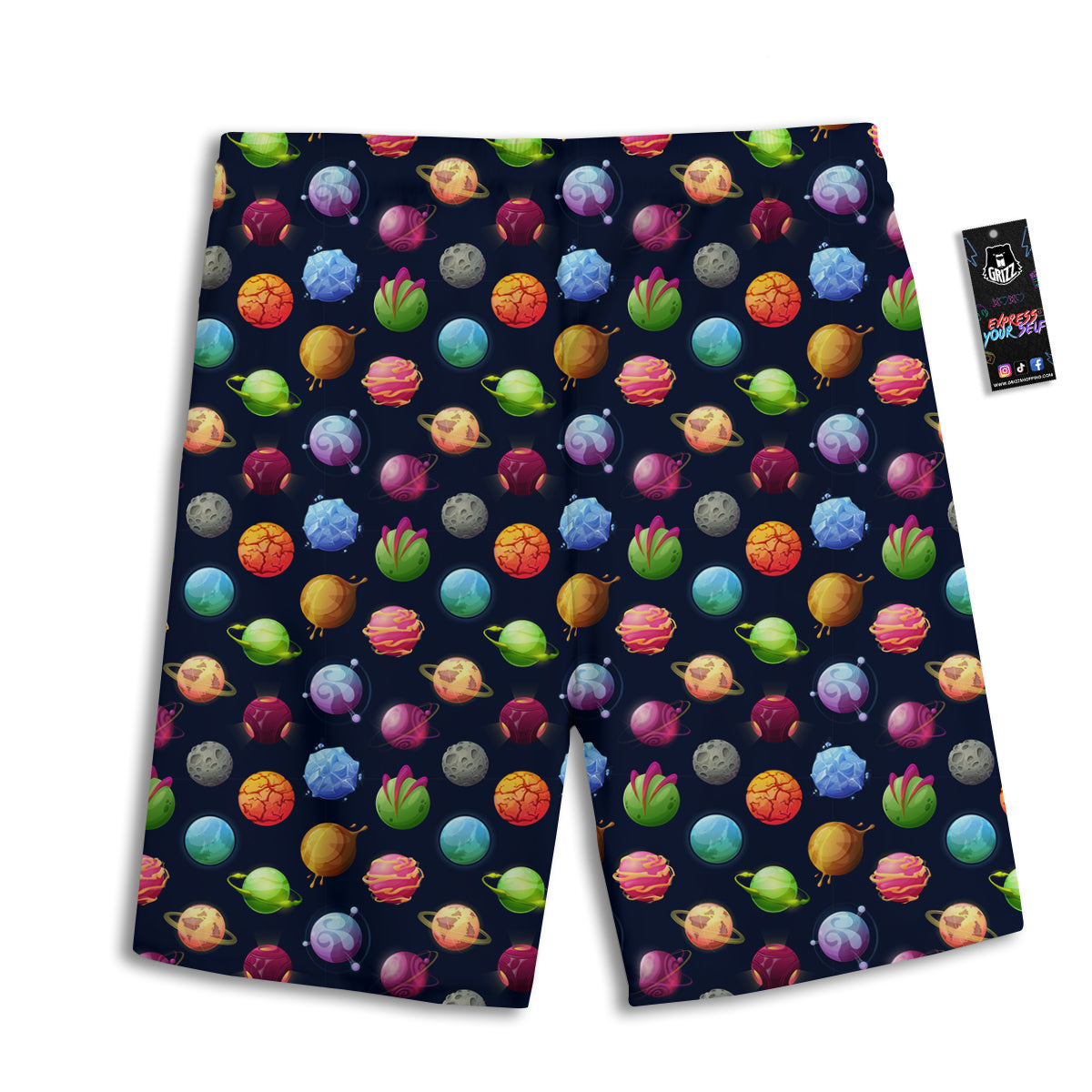 Alien Planets And Stars Print Pattern Men's Athletic Shorts