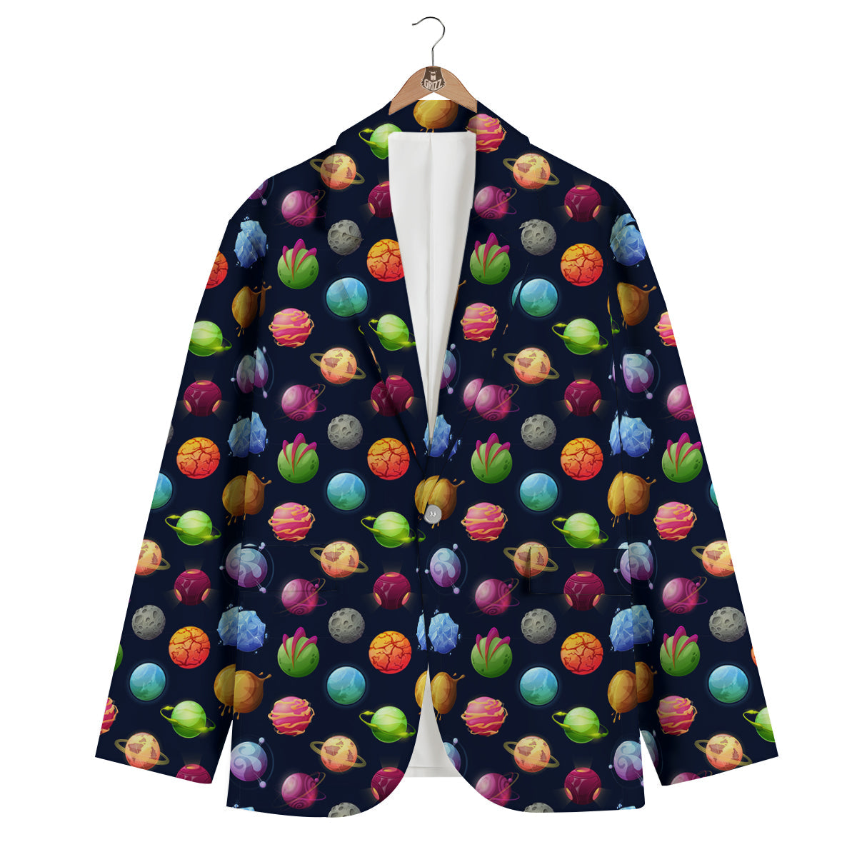 Alien Planets And Stars Print Pattern Men's Blazer-grizzshop