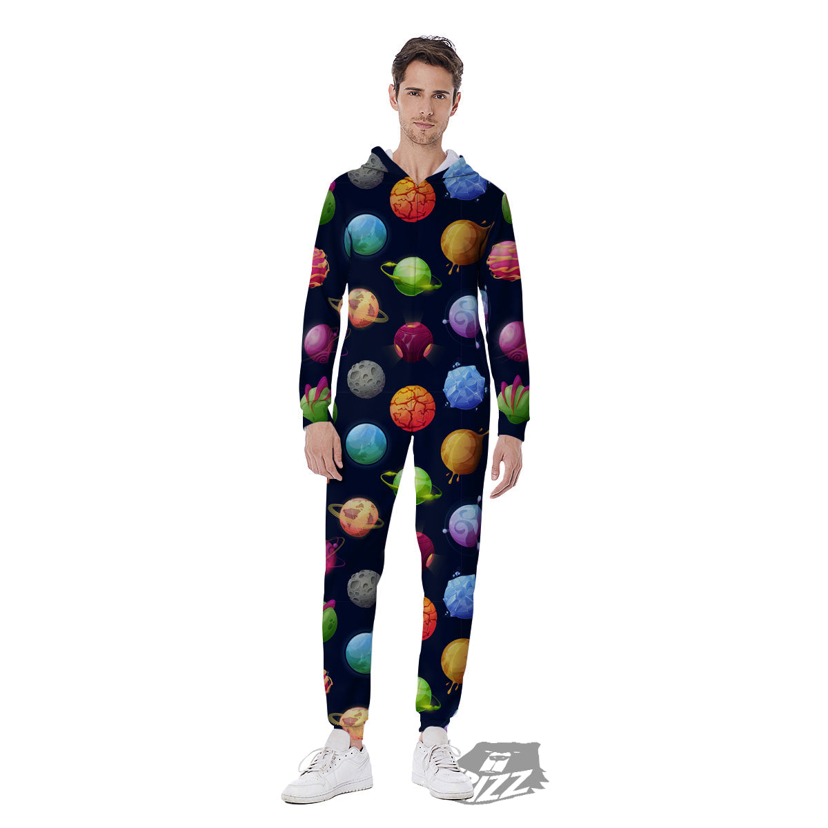 Alien Planets And Stars Print Pattern Men's Jumpsuit-grizzshop