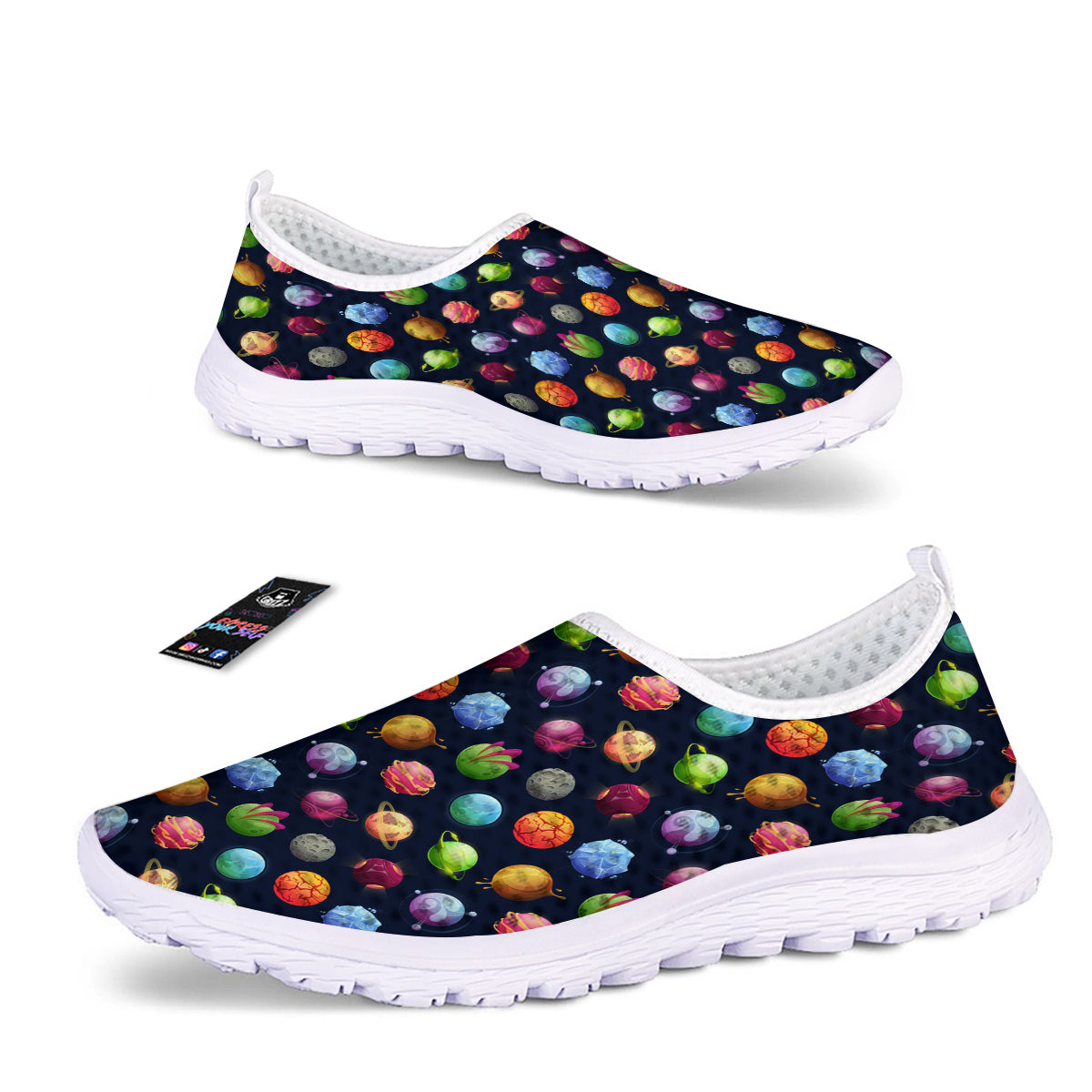 Alien Planets And Stars Print Pattern Nurse Shoes-grizzshop