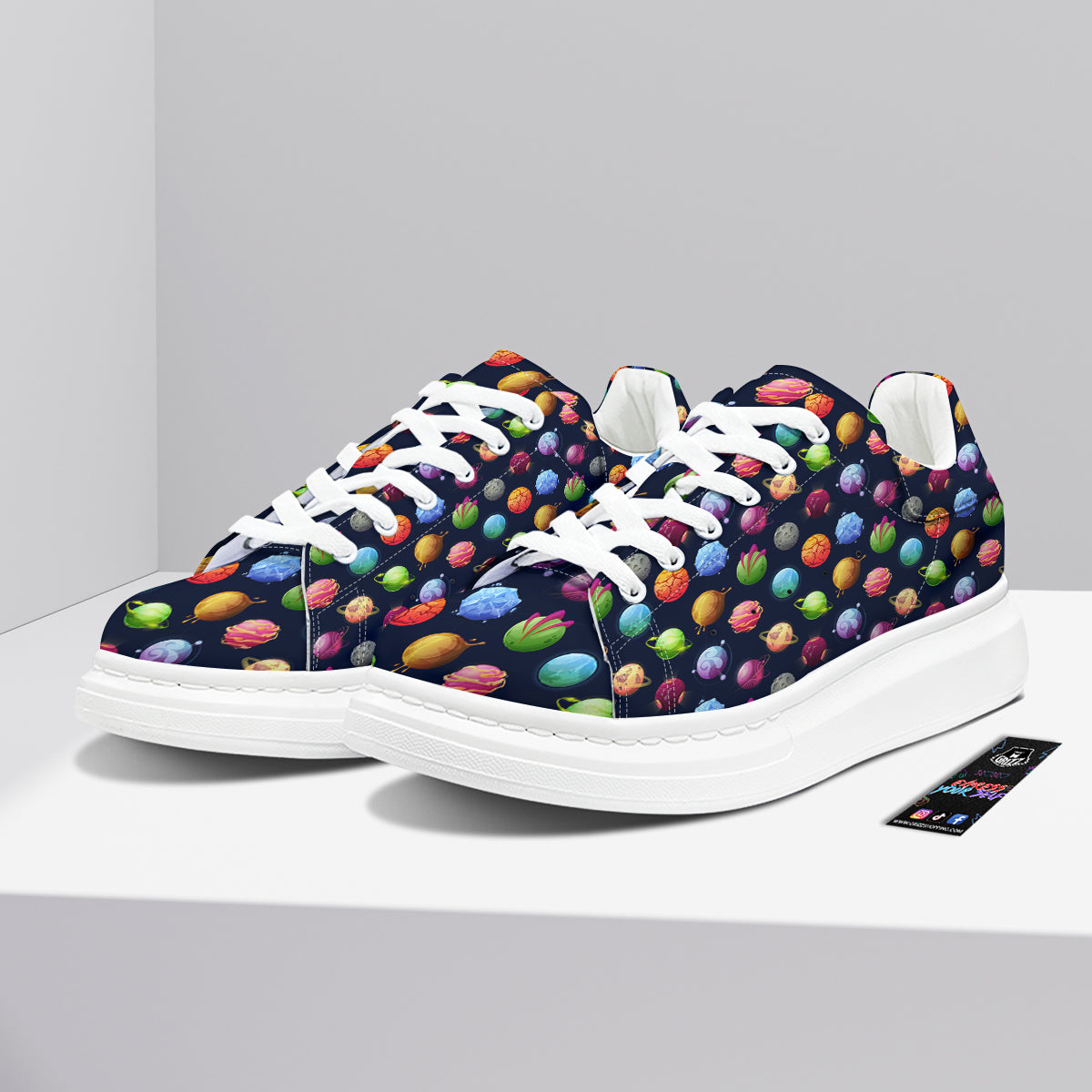 Alien Planets And Stars Print Pattern Platform Shoes-grizzshop