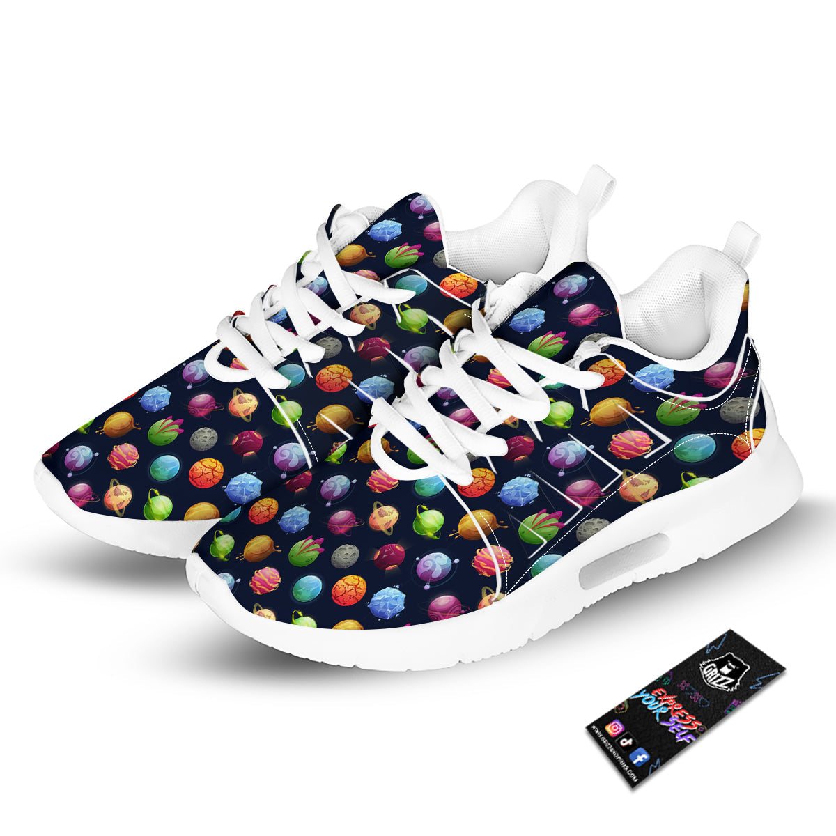 Alien Planets And Stars Print Pattern Tennis Shoes-grizzshop