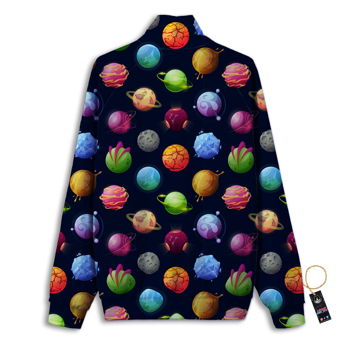Alien Planets And Stars Print Pattern Track Jacket-grizzshop
