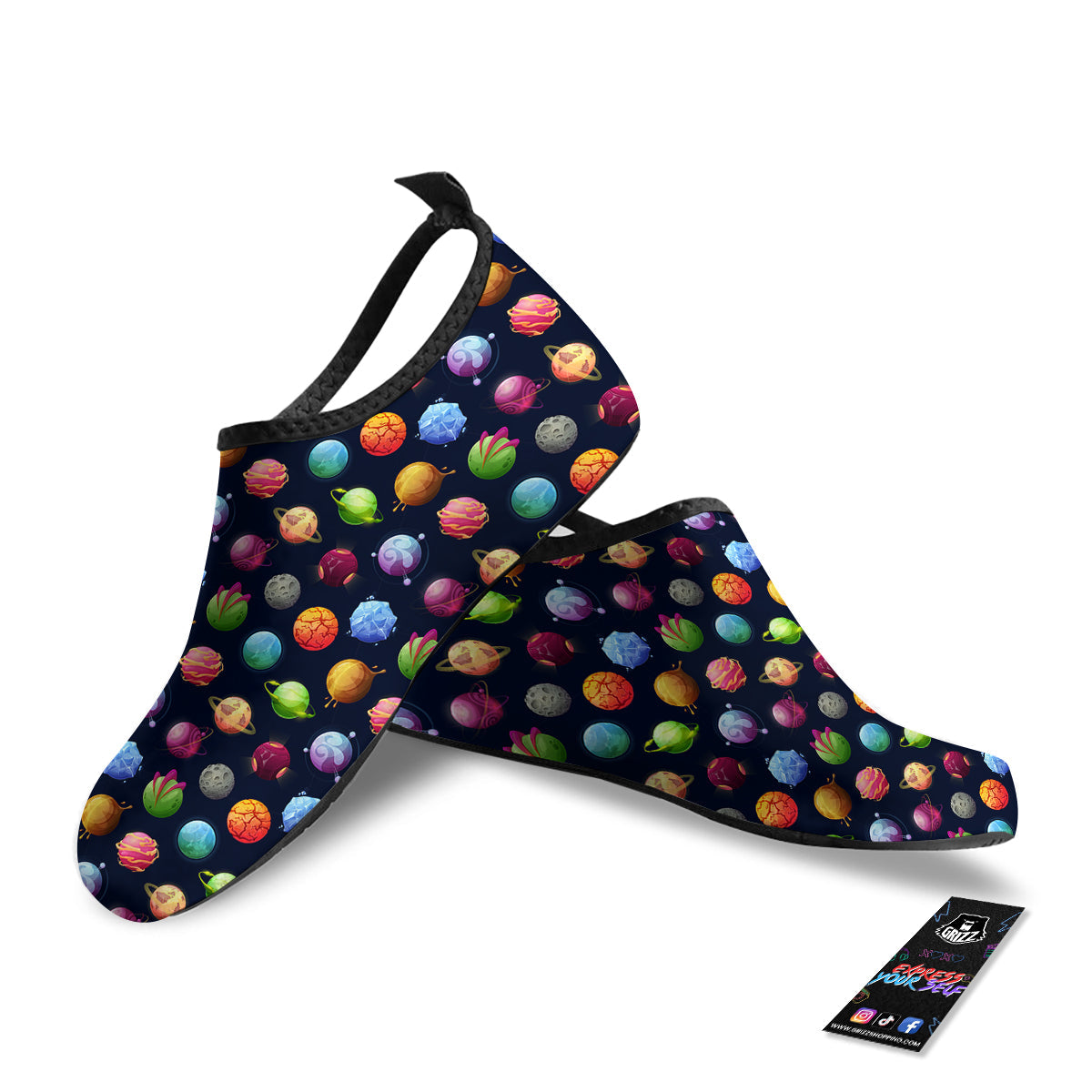 Alien Planets And Stars Print Pattern Water Shoes-grizzshop
