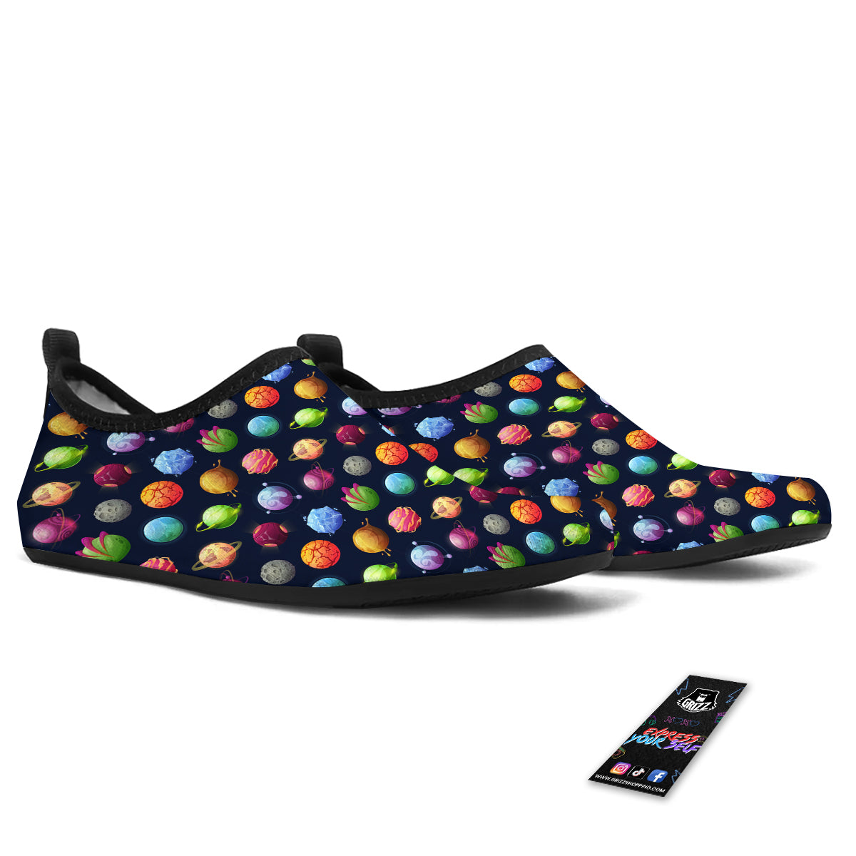 Alien Planets And Stars Print Pattern Water Shoes-grizzshop