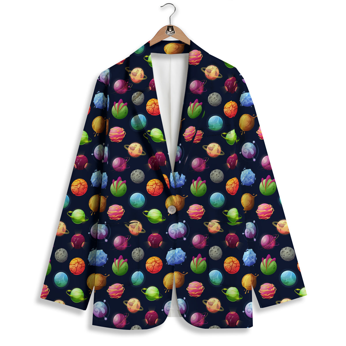 Alien Planets And Stars Print Pattern Women's Blazer-grizzshop