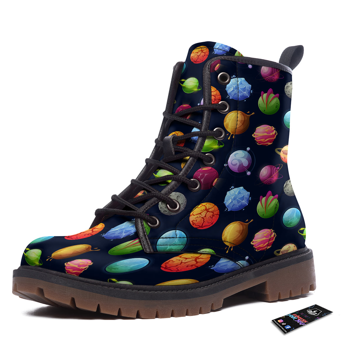 Alien Planets And Stars Print Pattern Work Boots-grizzshop