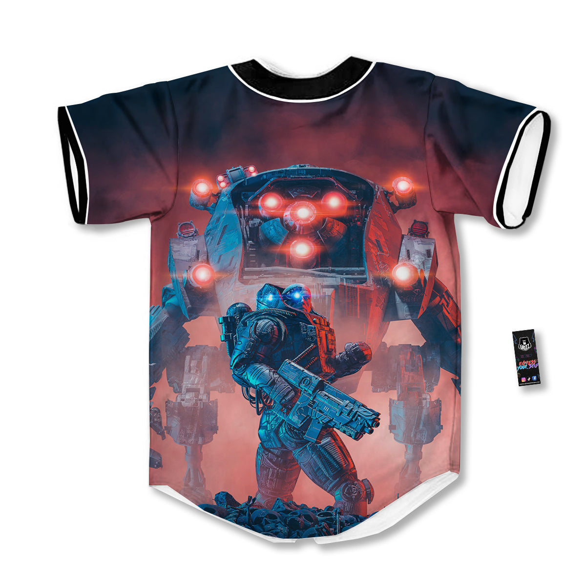 Alien Robot In the battlefield Baseball Jersey-grizzshop