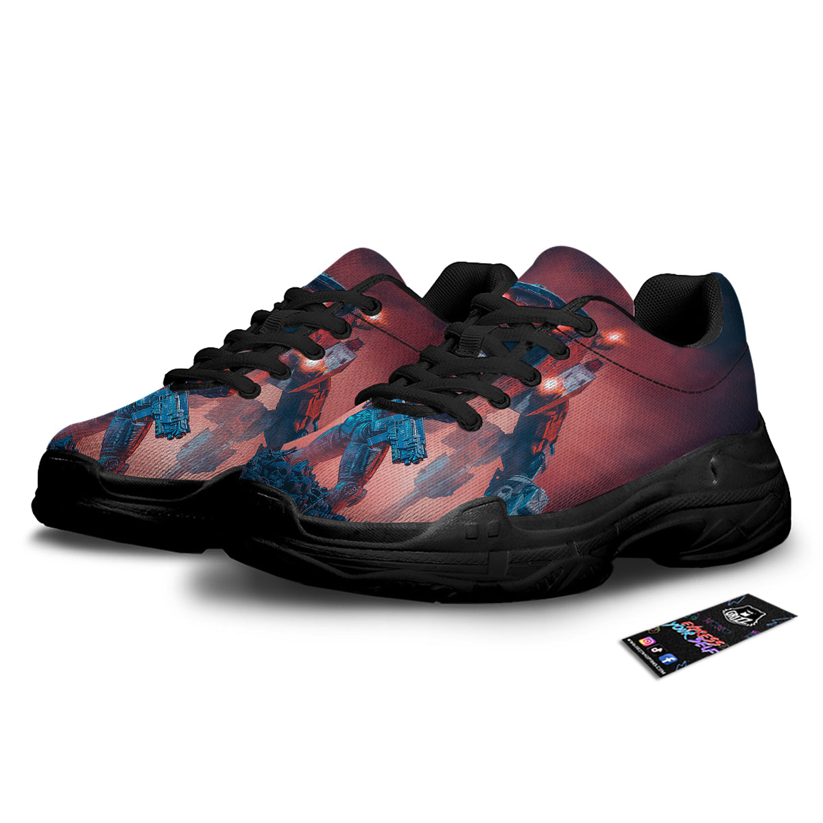 Alien Robot In the battlefield Black Chunky Shoes-grizzshop