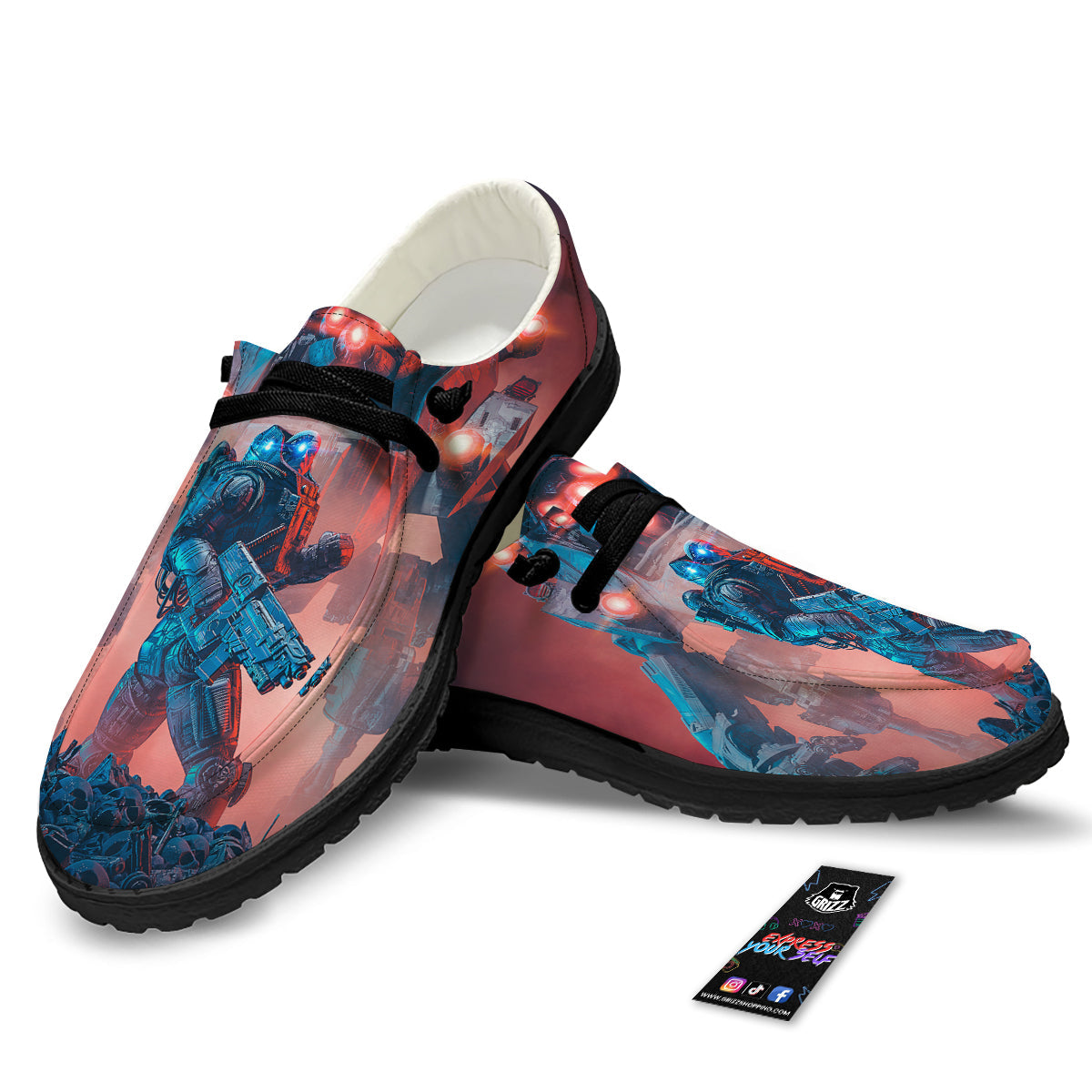 Alien Robot In the battlefield Black Loafers-grizzshop