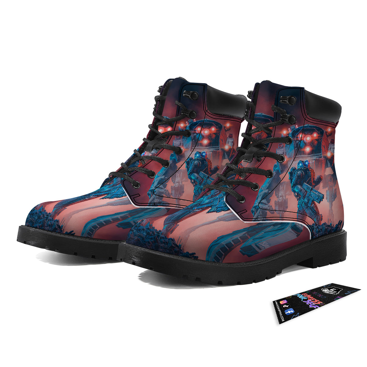 Alien Robot In the battlefield Boots-grizzshop