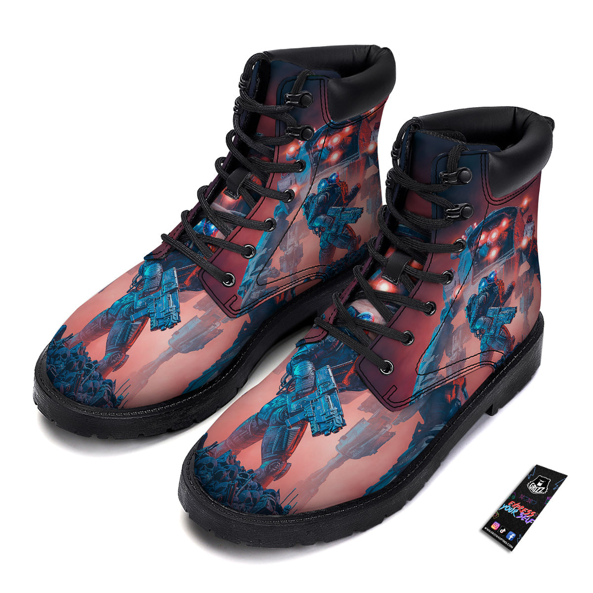 Alien Robot In the battlefield Boots-grizzshop