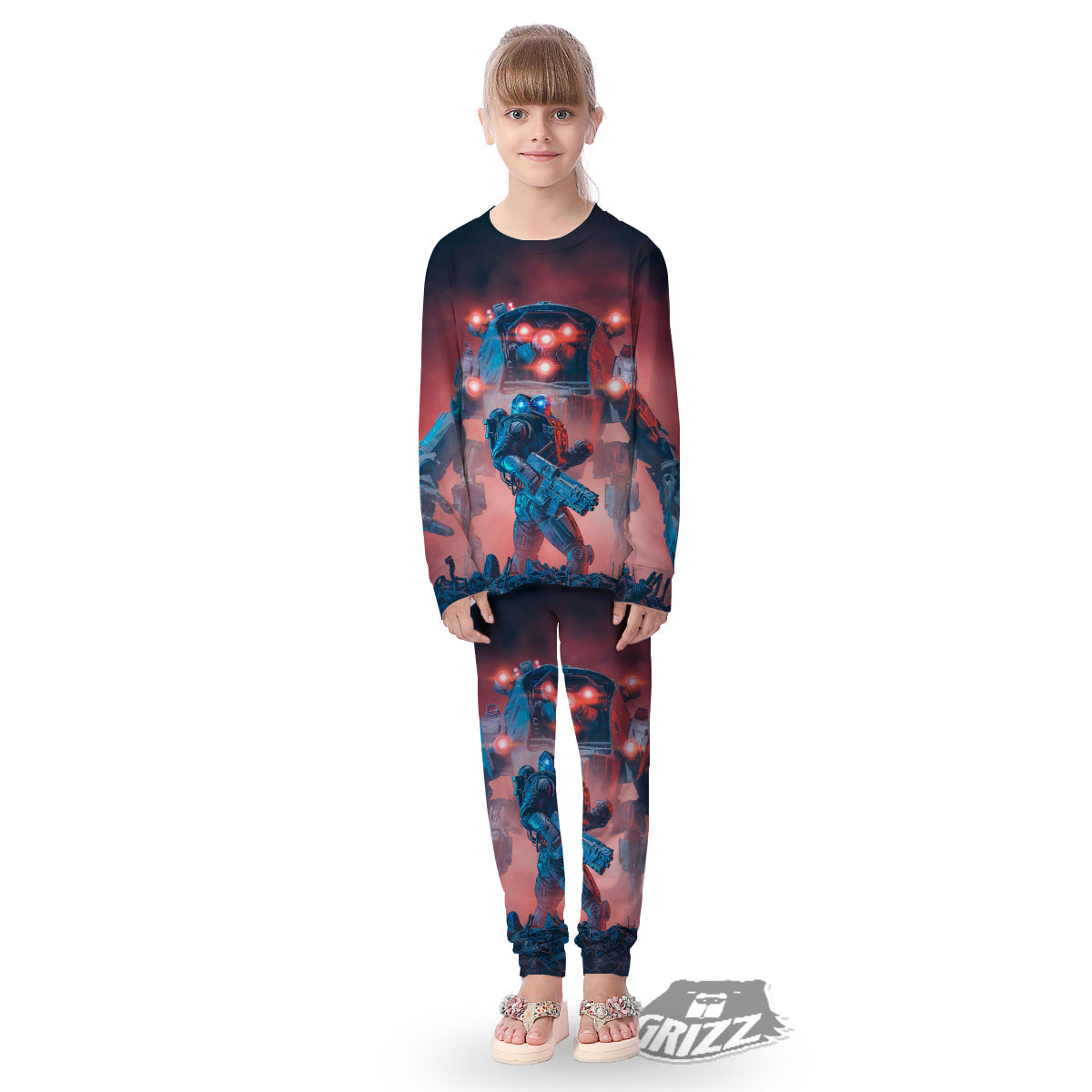 Alien Robot In the battlefield Kid's Pajamas-grizzshop