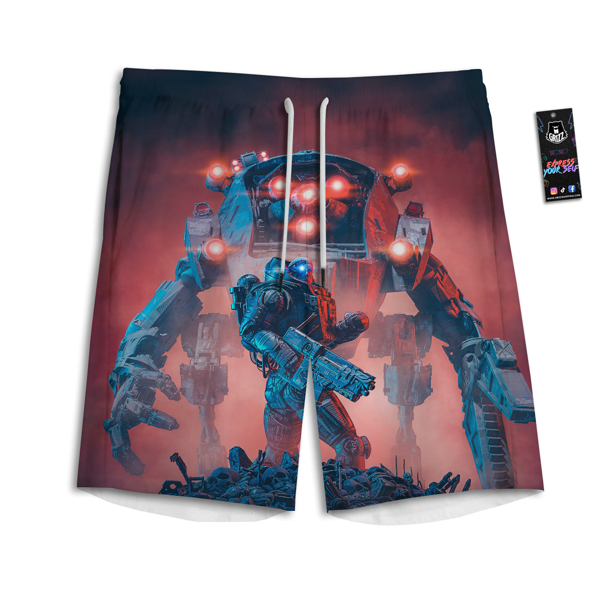 Alien Robot In the battlefield Men's Athletic Shorts