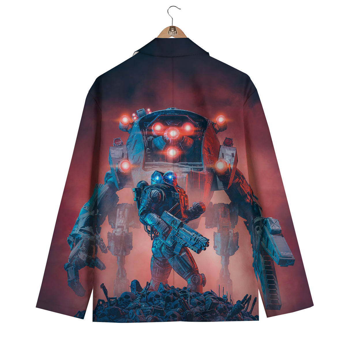 Alien Robot In the battlefield Men's Blazer-grizzshop
