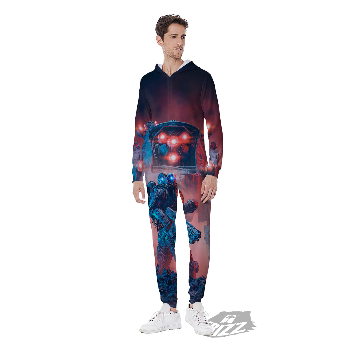 Alien Robot In the battlefield Men's Jumpsuit-grizzshop