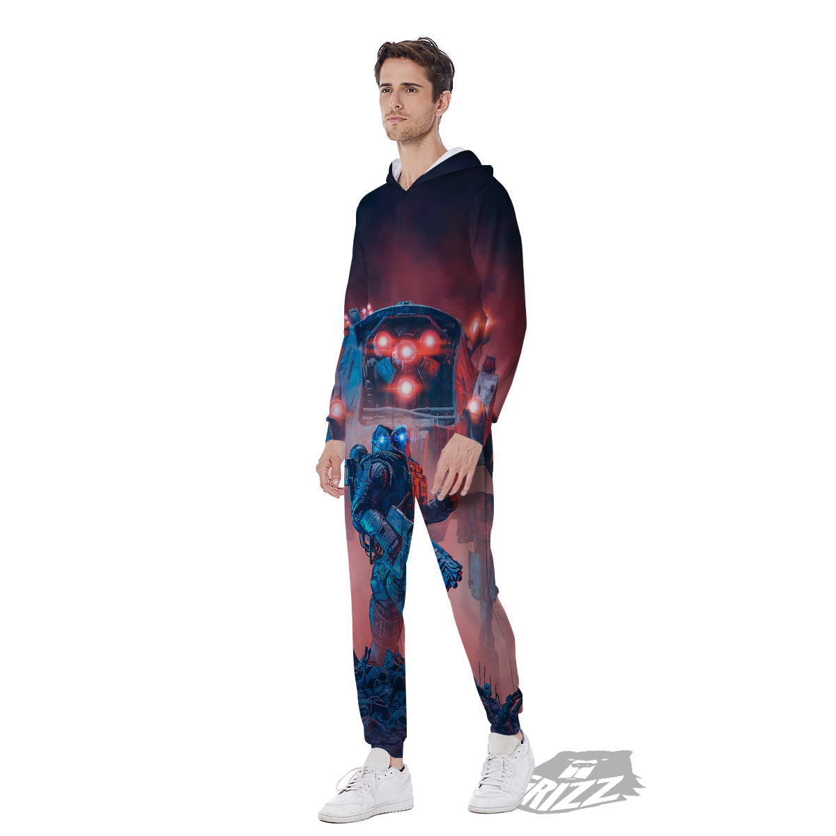 Alien Robot In the battlefield Men's Jumpsuit-grizzshop