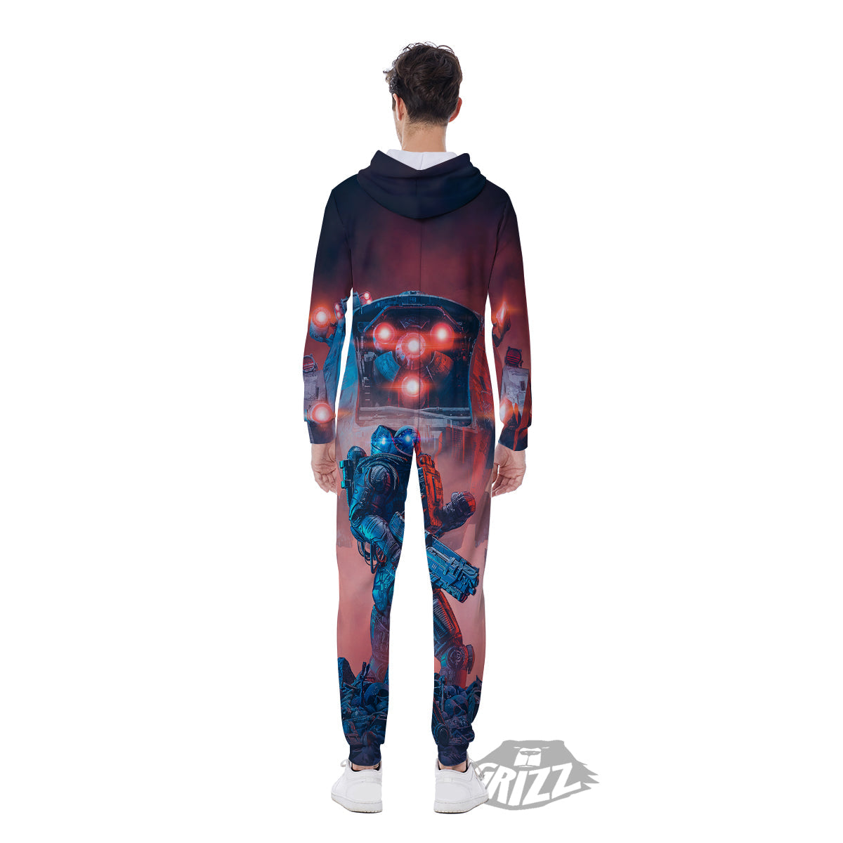 Alien Robot In the battlefield Men's Jumpsuit-grizzshop