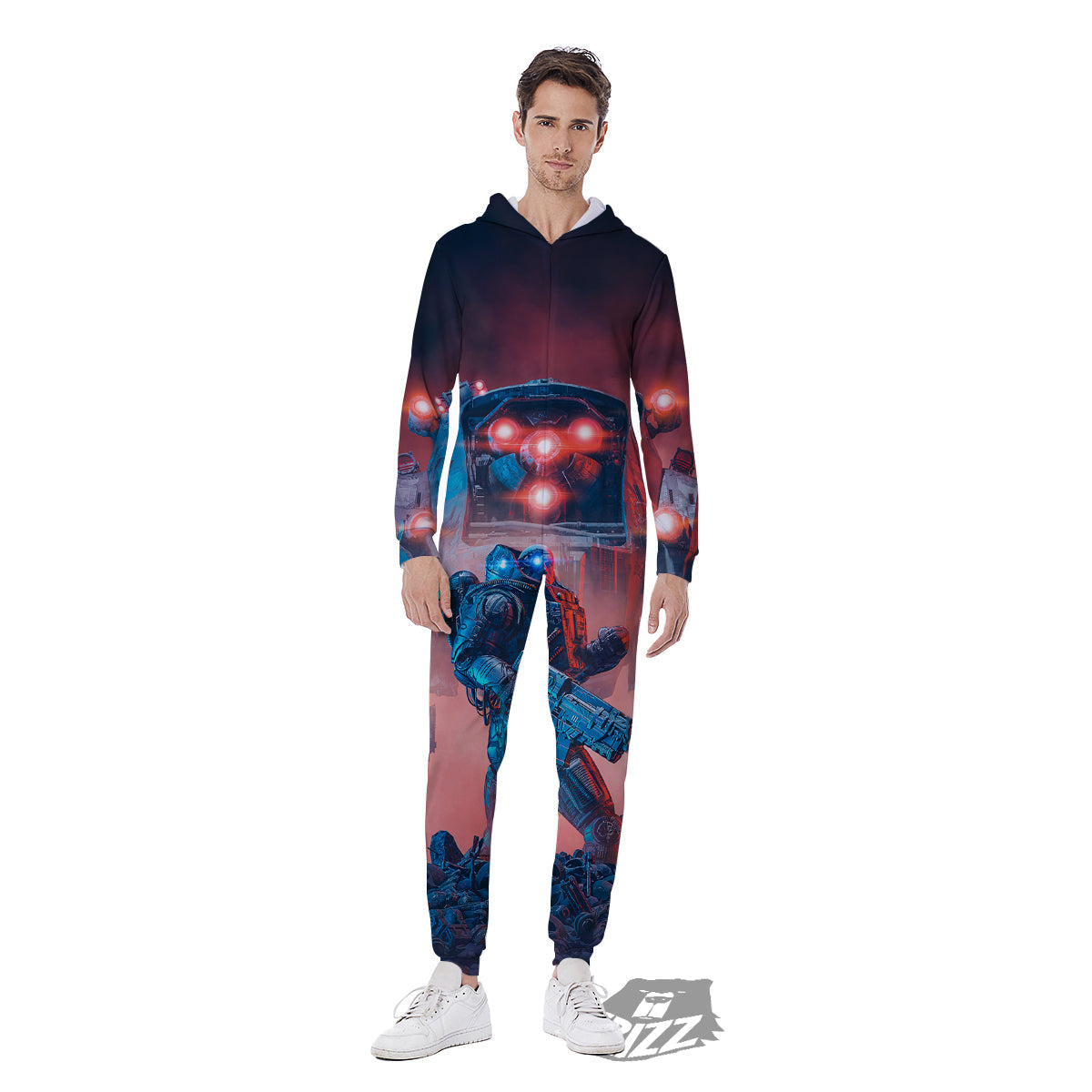 Alien Robot In the battlefield Men's Jumpsuit-grizzshop