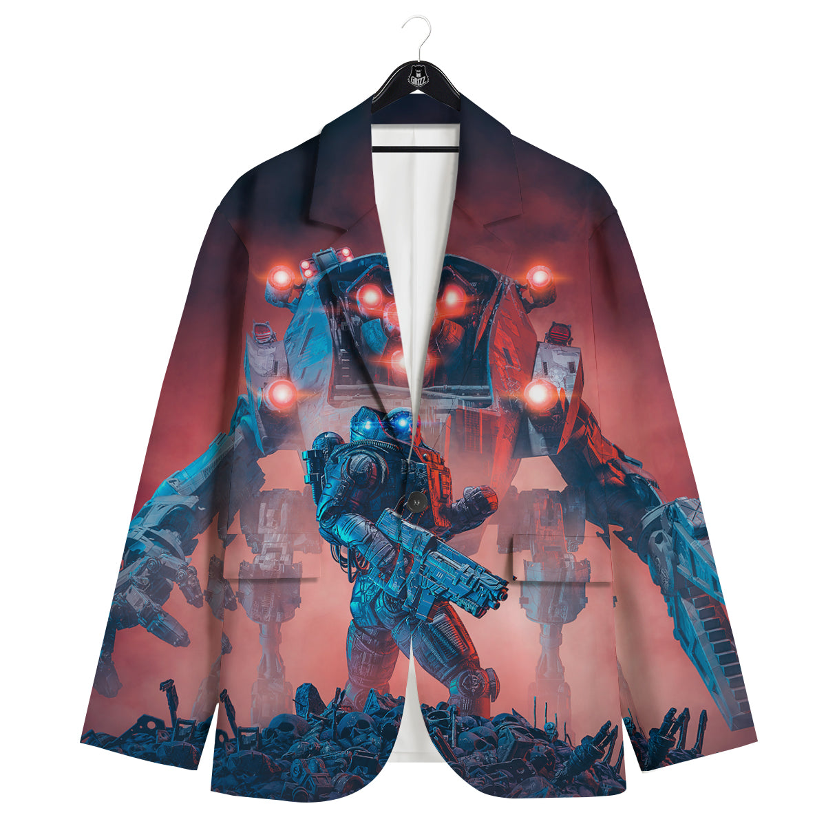Alien Robot In the battlefield Men's Sport Coat-grizzshop