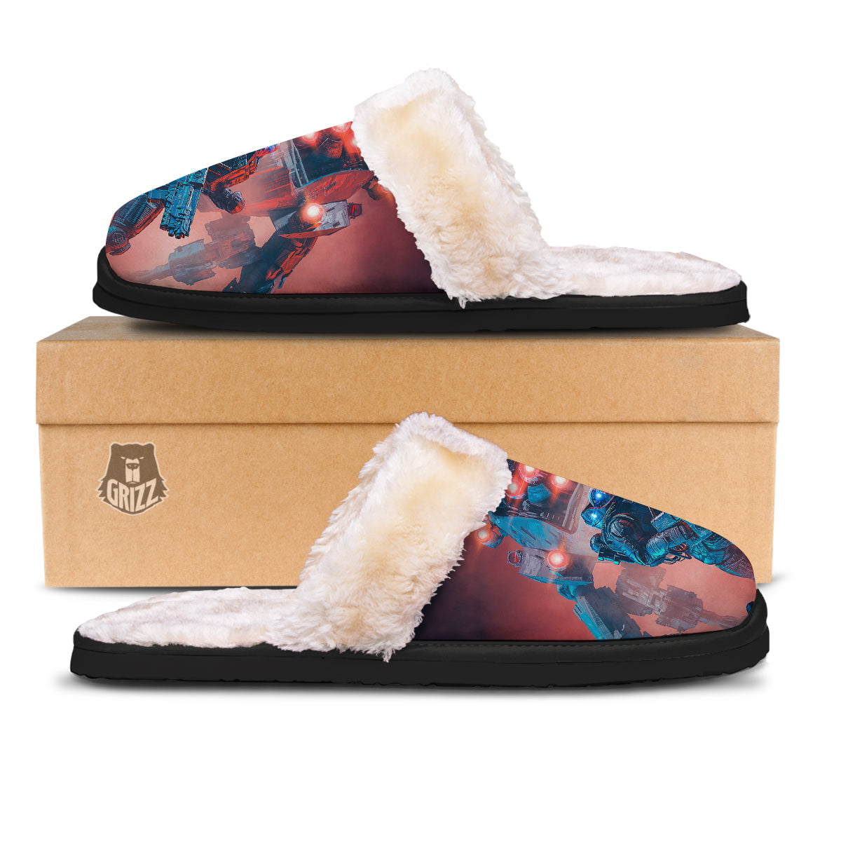 Alien Robot In the battlefield Slippers-grizzshop