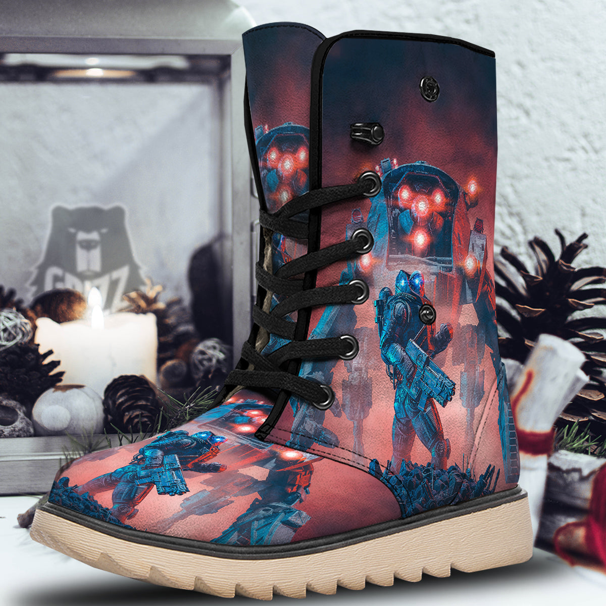Alien Robot In the battlefield Snow Boots-grizzshop
